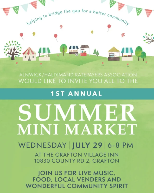 Join the Ratepayers Association for their 1st Annual Summer Mini Market taking place at the Grafton Village Inn!Spend a summer evening celebrating local with live music, delicious food, talented local vendors, and great company. Whether you're shopping for handmade goods, enjoying dinner, or simply soaking up the atmosphere, there's something for everyone. Wednesday, July 29 6:008:00 PM Grafton Village InnBest of all, proceeds from the event will support the Grafton Arena Project, helping invest in our community for years to come.Bring your family, invite your friends and help us make this first annual event one to remember! 